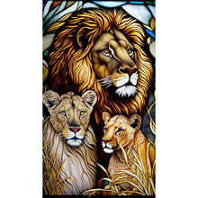 Load image into Gallery viewer, Lion Glass Painting 40*70CM(Canvas) Full Round Drill Diamond Painting
