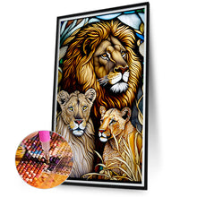 Load image into Gallery viewer, Lion Glass Painting 40*70CM(Canvas) Full Round Drill Diamond Painting
