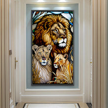 Load image into Gallery viewer, Lion Glass Painting 40*70CM(Canvas) Full Round Drill Diamond Painting
