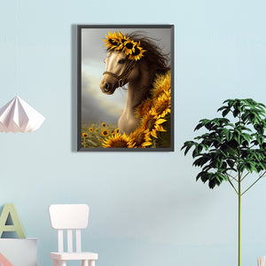 Sunflower Horse 40*60CM(Canvas) Full Round Drill Diamond Painting