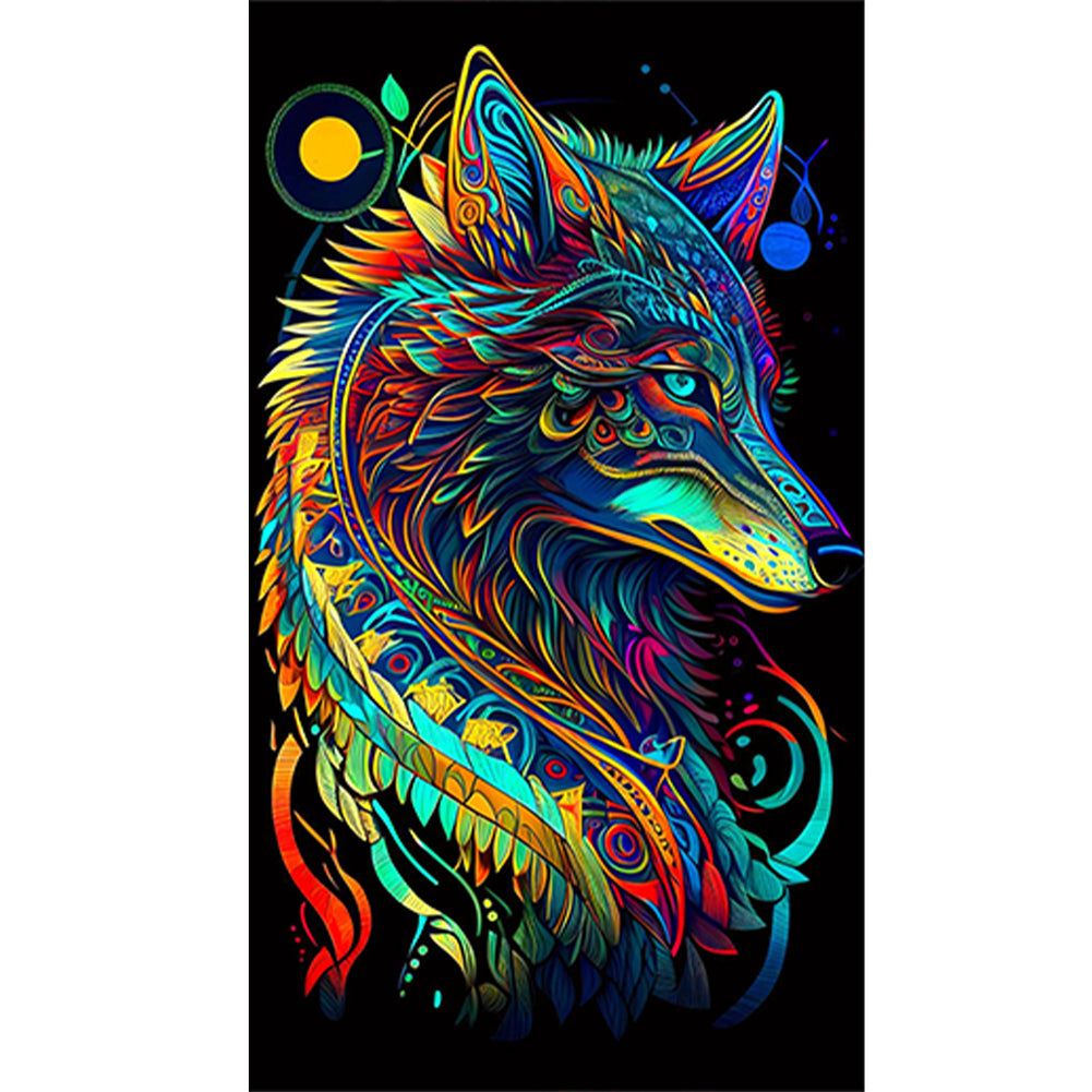 Color Wolf 40*70CM(Canvas) Full Round Drill Diamond Painting