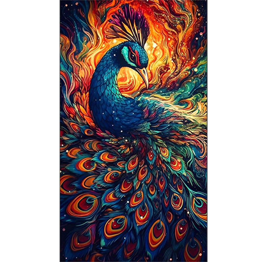 Color Peacock 40*70CM(Canvas) Full Round Drill Diamond Painting