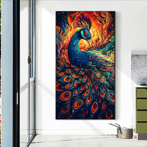 Color Peacock 40*70CM(Canvas) Full Round Drill Diamond Painting