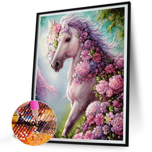Flower Horse 40*50CM(Canvas) Full Round Drill Diamond Painting