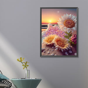 Beach Sunflower 40*60CM(Canvas) Full Round Drill Diamond Painting