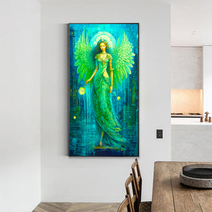 Green Angel Girl 40*70CM(Canvas) Full Round Drill Diamond Painting