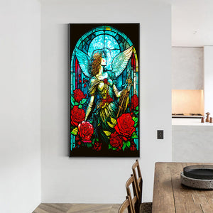 Glass Painting Warrior Angel Girl 40*70CM(Canvas) Full Round Drill Diamond Painting