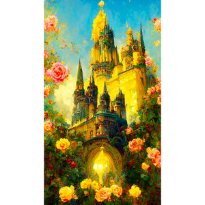 Rose Castle 40*70CM(Canvas) Full Round Drill Diamond Painting