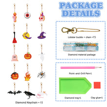 Load image into Gallery viewer, DIY Keychain Supplies Halloween 15pcs Full Drill Diamonds Pendants Gift for Kids
