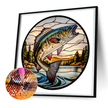 Load image into Gallery viewer, Round Plate Glass Painting - Fish 30*30CM(Canvas) Full Round Drill Diamond Painting
