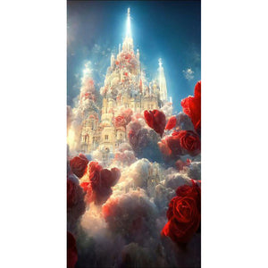 Rose Castle 40*80CM(Picture) Full Square Drill Diamond Painting