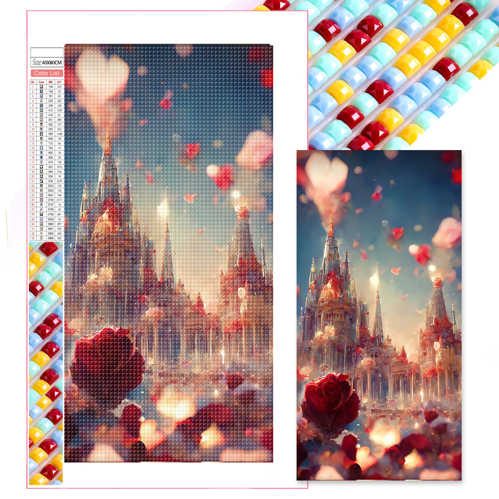 Rose Castle 40*80CM(Picture) Full Square Drill Diamond Painting