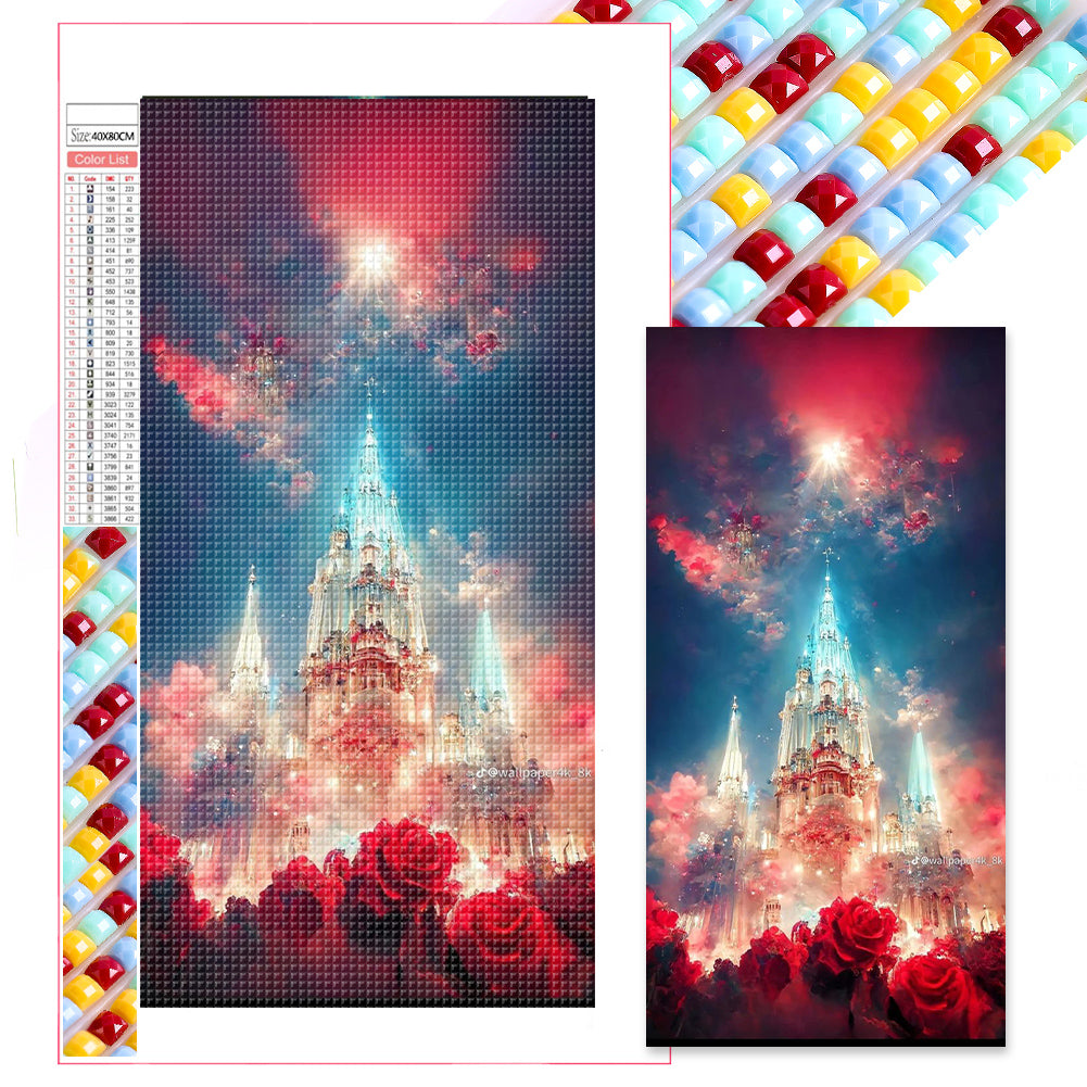 Rose Castle 40*80CM(Picture) Full Square Drill Diamond Painting