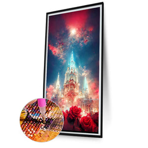 Rose Castle 40*80CM(Picture) Full Square Drill Diamond Painting