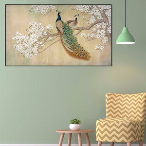 Peacock On Branch 70*40CM(Canvas) Full Round Drill Diamond Painting