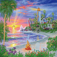 Load image into Gallery viewer, Seaside Lighthouse 30*30CM(Canvas) Partial Special Shaped Drill Diamond Painting
