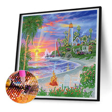 Load image into Gallery viewer, Seaside Lighthouse 30*30CM(Canvas) Partial Special Shaped Drill Diamond Painting
