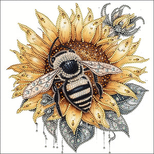 Sunflower Bee 30*30CM(Canvas) Partial Special Shaped Drill Diamond Painting