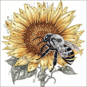 Sunflower Bee 30*30CM(Canvas) Partial Special Shaped Drill Diamond Painting