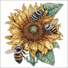 Load image into Gallery viewer, Sunflower Bee 30*30CM(Canvas) Partial Special Shaped Drill Diamond Painting
