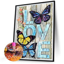 Load image into Gallery viewer, Butterfly Love Calligraphy And Painting 30*40CM(Canvas) Full Round Drill Diamond Painting
