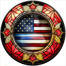 Load image into Gallery viewer, Round Plate Glass Painting American Flag 30*30CM(Canvas) Full Round Drill Diamond Painting

