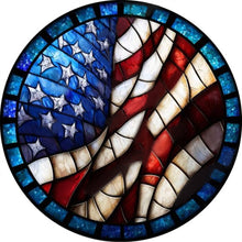 Load image into Gallery viewer, Round Plate Glass Painting American Flag 30*30CM(Canvas) Full Round Drill Diamond Painting
