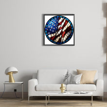 Load image into Gallery viewer, Round Plate Glass Painting American Flag 30*30CM(Canvas) Full Round Drill Diamond Painting
