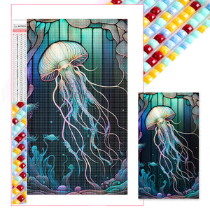 Jellyfish Glass Painting 40*70CM(Picture) Full Square Drill Diamond Painting