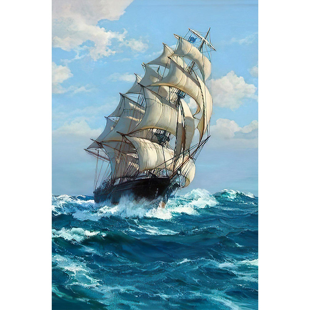 Sailboat 40*60CM(Canvas) Full Round Drill Diamond Painting