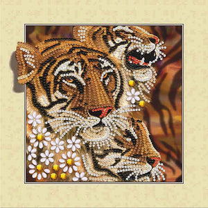 3D Stereoscopic Tiger 30*30CM(Canvas) Partial Special Shaped Drill Diamond Painting