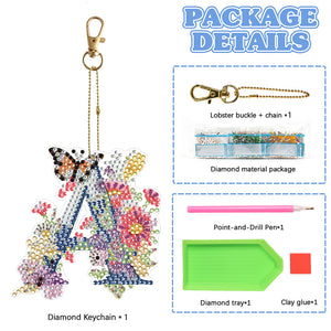 DIY Diamond Art Key Rings Lettter Keychain Supplies Gift for Kids (GJ149)