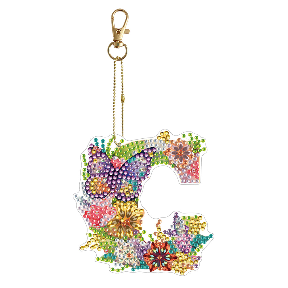 DIY Diamond Art Key Rings Lettter Keychain Supplies Gift for Kids (GJ151)