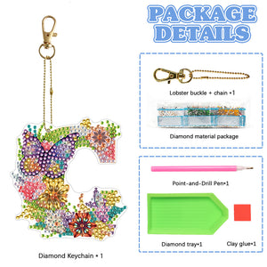DIY Diamond Art Key Rings Lettter Keychain Supplies Gift for Kids (GJ151)