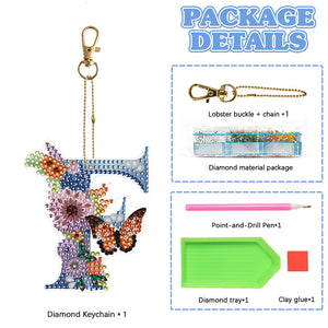 DIY Diamond Art Key Rings Lettter Keychain Supplies Gift for Kids (GJ154)