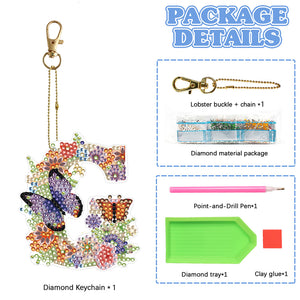 DIY Diamond Art Key Rings Lettter Keychain Supplies Gift for Kids (GJ129)