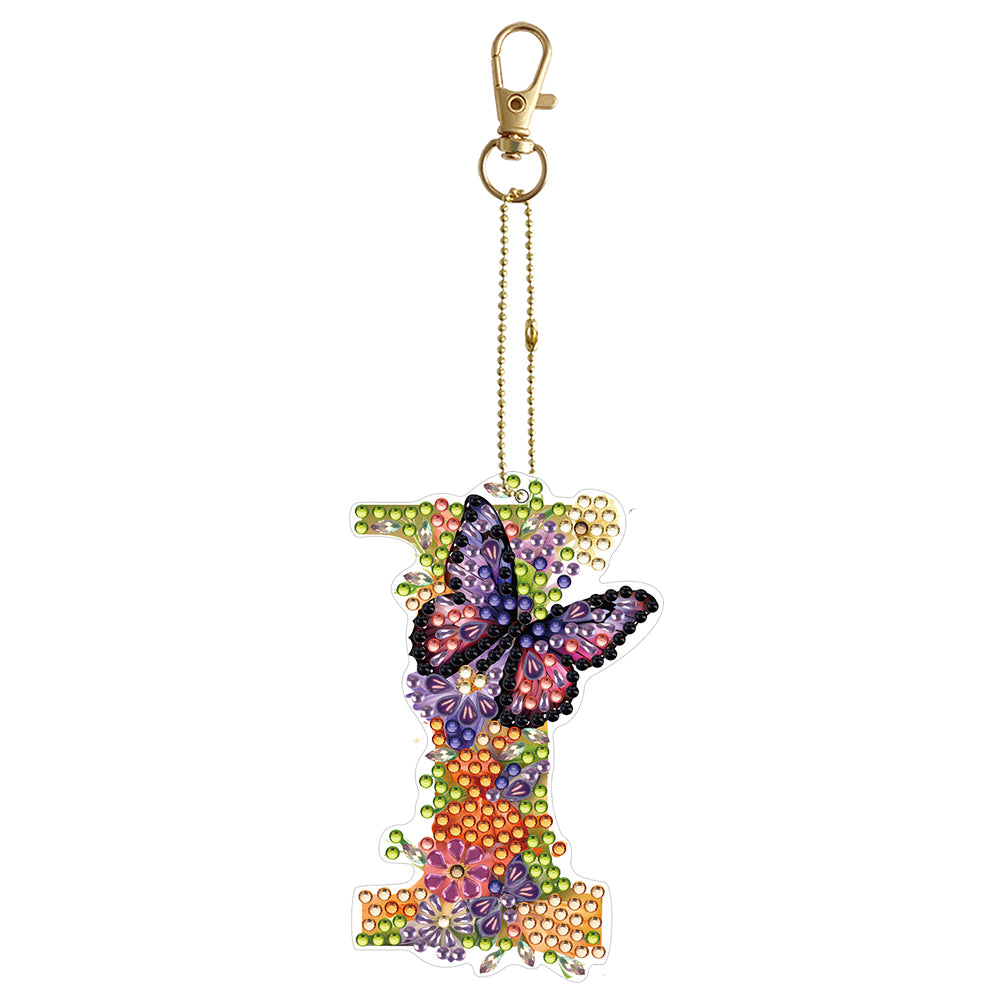 DIY Diamond Art Key Rings Lettter Keychain Supplies Gift for Kids (GJ131)