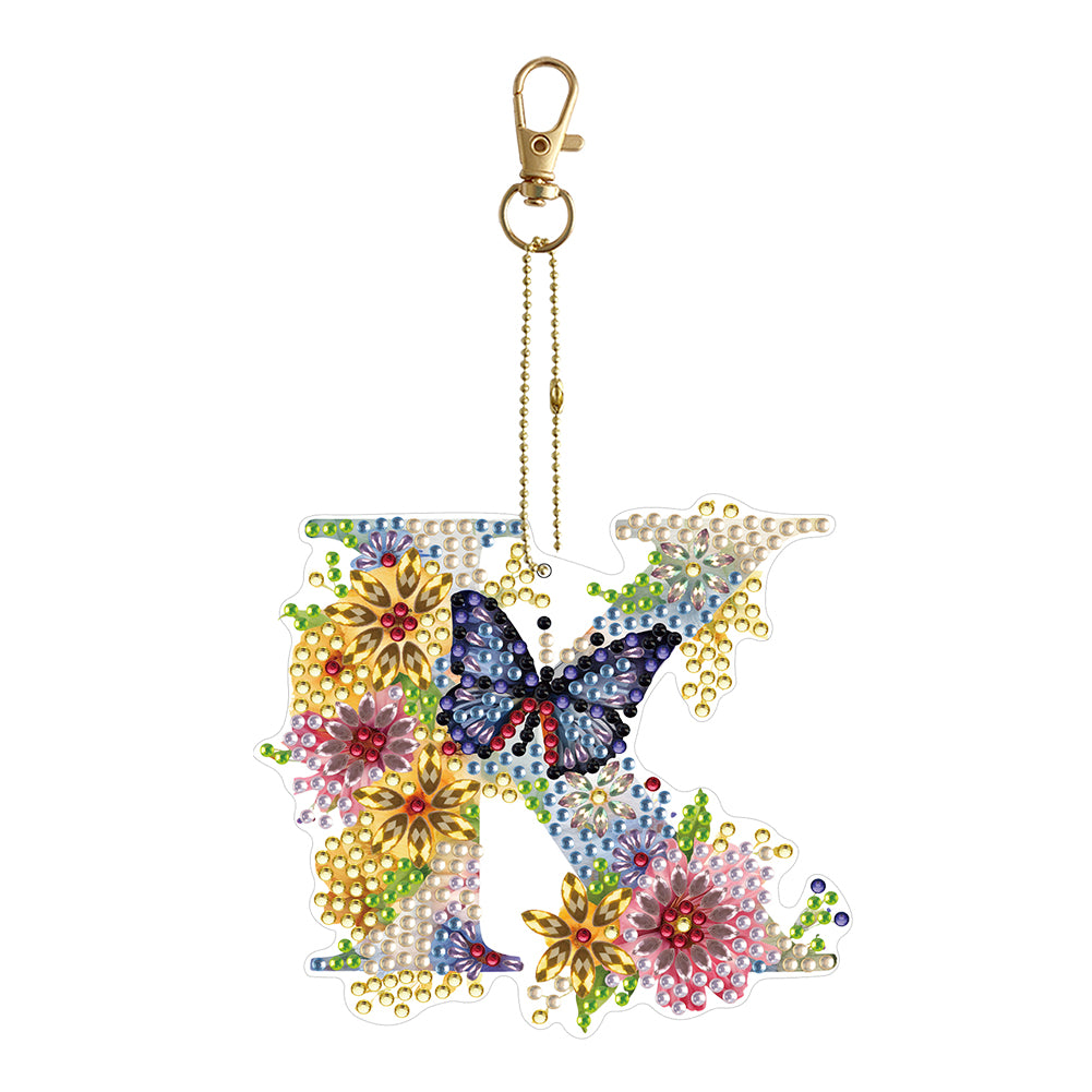 DIY Diamond Art Key Rings Lettter Keychain Supplies Gift for Kids (GJ133)