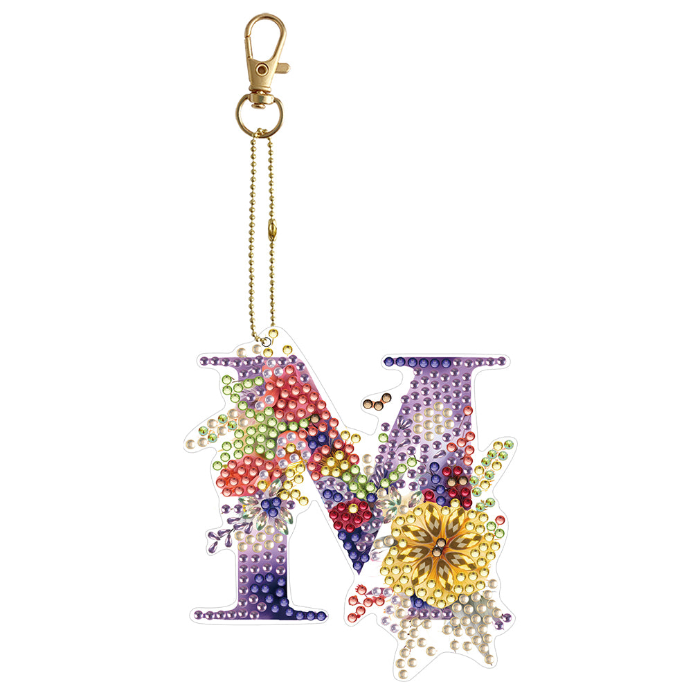 DIY Diamond Art Key Rings Lettter Keychain Supplies Gift for Kids (GJ135)
