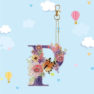 DIY Diamond Art Key Rings Lettter Keychain Supplies Gift for Kids (GJ138)