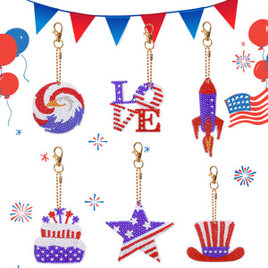 Independence Day Series DIY Keychain Double Side Special Shaped Gift for Kid(#2)
