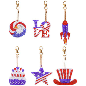 Independence Day Series DIY Keychain Double Side Special Shaped Gift for Kid(#2)