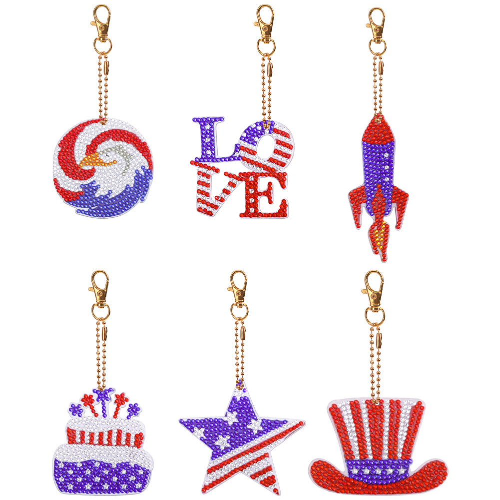Independence Day Series DIY Keychain Double Side Special Shaped Gift for Kid(#2)