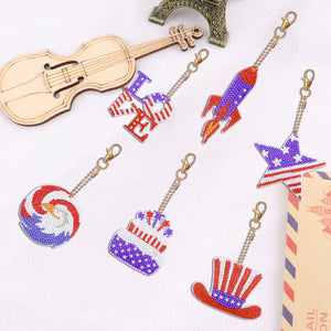 Independence Day Series DIY Keychain Double Side Special Shaped Gift for Kid(#2)