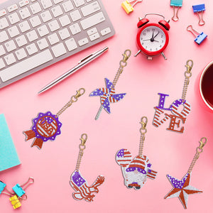 Independence Day Series DIY Keychain Double Side Special Shaped Gift for Kid(#3)