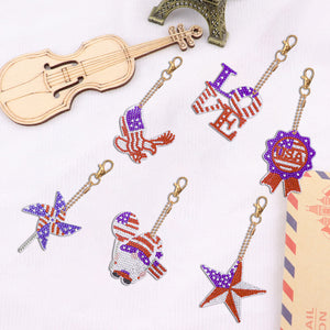 Independence Day Series DIY Keychain Double Side Special Shaped Gift for Kid(#3)
