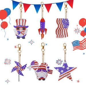 Independence Day Series DIY Keychain Double Side Special Shaped Gift for Kid(#4)