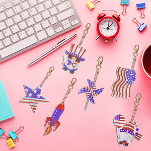 Independence Day Series DIY Keychain Double Side Special Shaped Gift for Kid(#4)