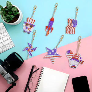 Independence Day Series DIY Keychain Double Side Special Shaped Gift for Kid(#4)