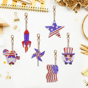 Independence Day Series DIY Keychain Double Side Special Shaped Gift for Kid(#4)
